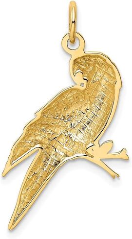 Solid 14K Yellow Gold Parrot Charm (0.67 x 1.14 Inches) in Saudi Arabia