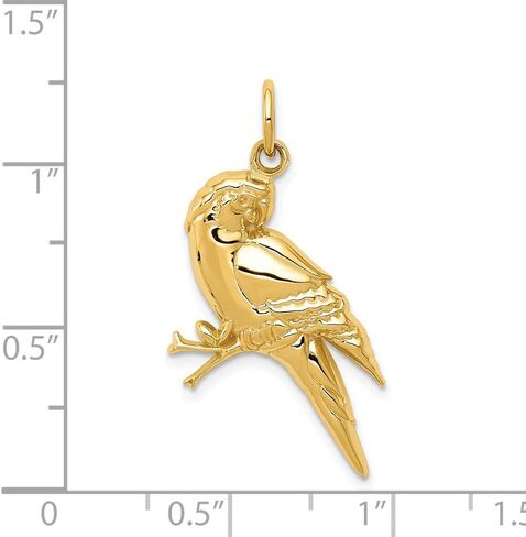 Solid 14K Yellow Gold Parrot Charm (0.67 x 1.14 Inches) in Saudi Arabia