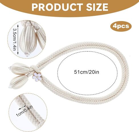 4 Pieces Hand-Woven Rope Curtain Tiebacks, Cotton Curtain Cord Buckles Handmade Ties Buckle Curtains Decorative Ties in Saudi Arabia