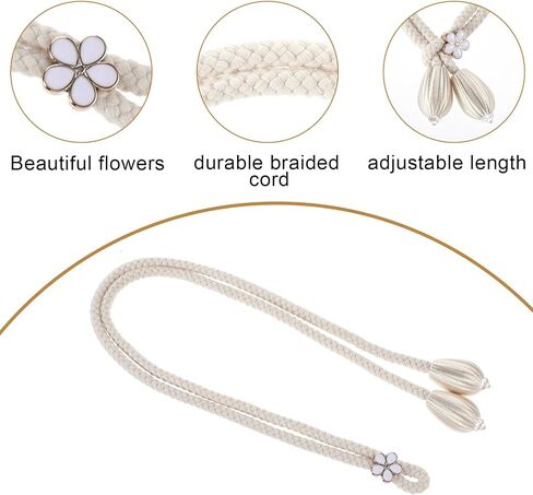 4 Pieces Hand-Woven Rope Curtain Tiebacks, Cotton Curtain Cord Buckles Handmade Ties Buckle Curtains Decorative Ties in Saudi Arabia
