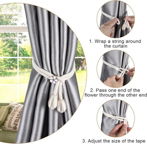4 Pieces Hand-Woven Rope Curtain Tiebacks, Cotton Curtain Cord Buckles Handmade Ties Buckle Curtains Decorative Ties in Saudi Arabia