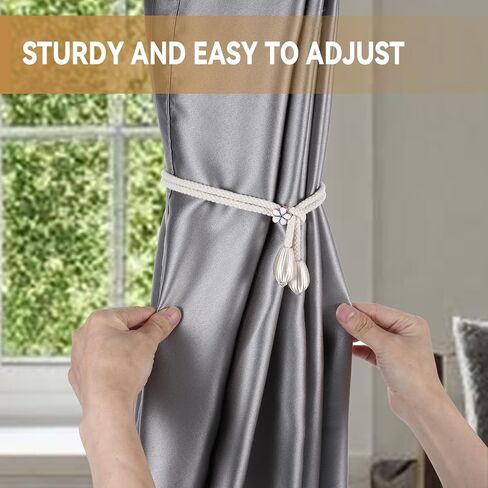 4 Pieces Hand-Woven Rope Curtain Tiebacks, Cotton Curtain Cord Buckles Handmade Ties Buckle Curtains Decorative Ties in Saudi Arabia
