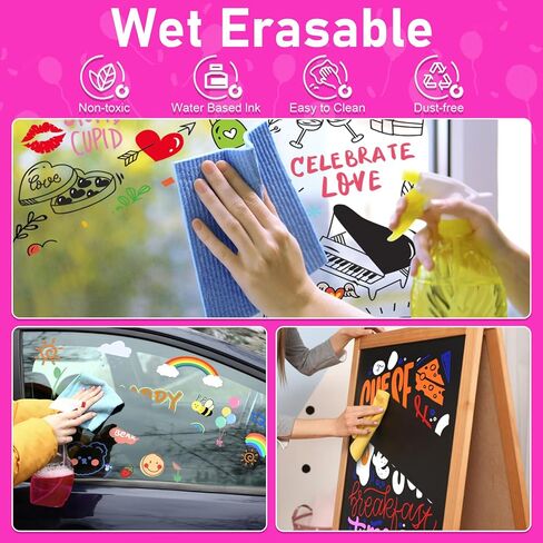 GOTIDEAL Window Markers, Jumbo Chalk Markers for Blackboard, Washable Car Markers for Chalkboard Glass Mirrow,10mm Thick Tip12 Colors With Metallic Colors in Saudi Arabia
