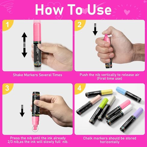 GOTIDEAL Window Markers, Jumbo Chalk Markers for Blackboard, Washable Car Markers for Chalkboard Glass Mirrow,10mm Thick Tip12 Colors With Metallic Colors in Saudi Arabia