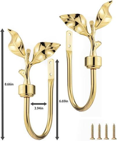 SUQ I OME 1 Pair of Leaf Shaped Curtain Holdbacks Metal Curtain Side Holders for Wall, Antique Brass Curtain Tieback Hook Pull Backs for Drapes Window Home Decoration,Bronze in Saudi Arabia