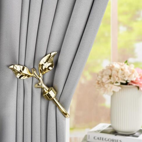 SUQ I OME 1 Pair of Leaf Shaped Curtain Holdbacks Metal Curtain Side Holders for Wall, Antique Brass Curtain Tieback Hook Pull Backs for Drapes Window Home Decoration,Bronze in Saudi Arabia