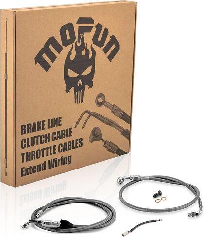 Mofun ABS Upper Hydraulic Front Brake Line & Throttle By Wire & Clutch Cable Compatible with Harley Softail Low Rider Heritage Classic Street Bob Standard 2018-2024, Fit 12"-14" Handlebar, Black in Saudi Arabia