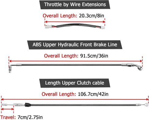 Mofun ABS Upper Hydraulic Front Brake Line & Throttle By Wire & Clutch Cable Compatible with Harley Softail Low Rider Heritage Classic Street Bob Standard 2018-2024, Fit 12"-14" Handlebar, Black in Saudi Arabia