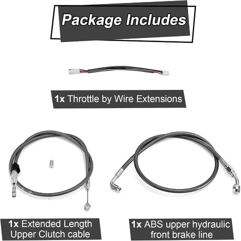 Mofun ABS Upper Hydraulic Front Brake Line & Throttle By Wire & Clutch Cable Compatible with Harley Softail Low Rider Heritage Classic Street Bob Standard 2018-2024, Fit 12"-14" Handlebar, Black in Saudi Arabia