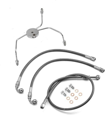 Mofun 44" Upper and Lower Hydraulic Front Brake Line Compatible with Harley Touring Street Electra Glide without/Non-ABS 1996-2007, Fit Road Glide Road King, Fit 8" Handlebar Chrome in Saudi Arabia