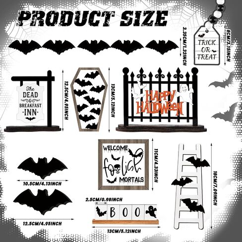 Umigy 15 Pcs Halloween Tiered Tray Decor Set Cute Halloween Wooden Signs Farmhouse Rustic Tiered Tray Decoration Items for Home Table House Room Kitchen Party (Black Cat) in Saudi Arabia