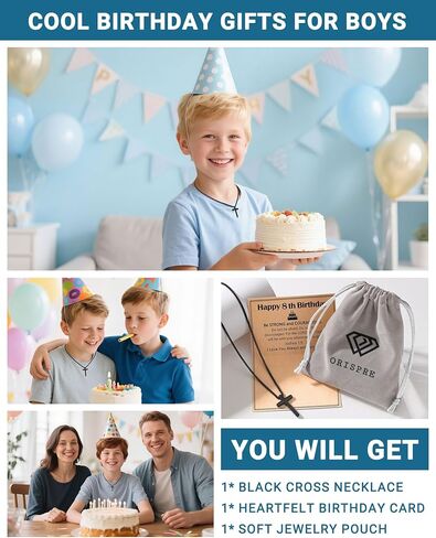Happy Birthday Gifts for Boys 8-16 Years Old, Black Cross Necklace with Bible Verse Joshua 1:9 for Son, Grandson, Nephew in Saudi Arabia
