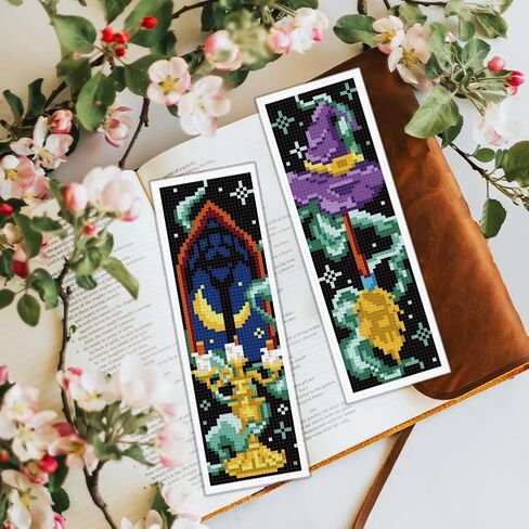 BEUNITONE 6 Pcs Landscape Bookmark Cross Stitch Kits for Adults Beginner Scenery Cross Stitch Bookmark Kit Aurora Needlepoint Bookmark Kit Stamped DIY Embroidery Kit with Instructions 2.4x8 in in Saudi Arabia