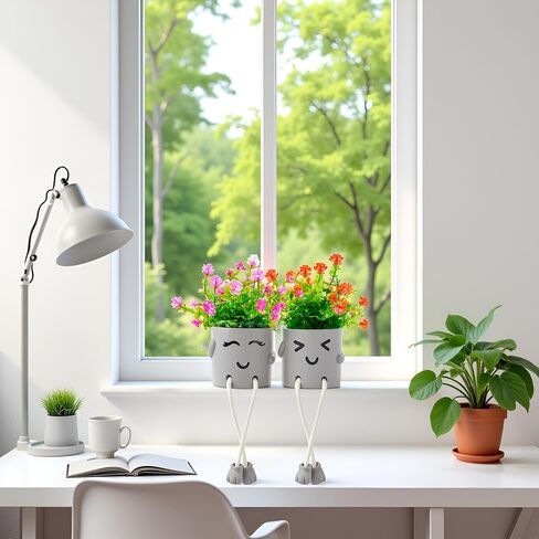 Artificial Succulents Plants, Small Fake Plants in Pots Funny Desk Faux Succulents Plant with Cute Hanging Leg Artificial Plants for Home Decor Indoor for Office Decor for Women in Saudi Arabia