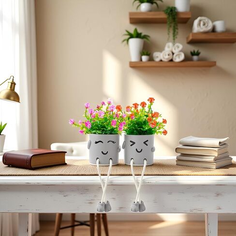Artificial Succulents Plants, Small Fake Plants in Pots Funny Desk Faux Succulents Plant with Cute Hanging Leg Artificial Plants for Home Decor Indoor for Office Decor for Women in Saudi Arabia