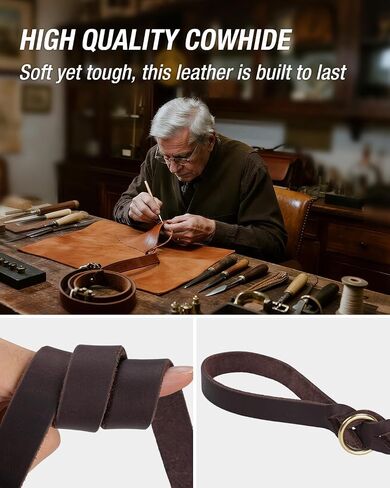 Joytale Leather Dog Leash, Genuine Cowhide with Brass Hook, Heavy Duty Leather Leashes for Large Medium Dogs（Brown, 6ft×3/4''） in Kuwait
