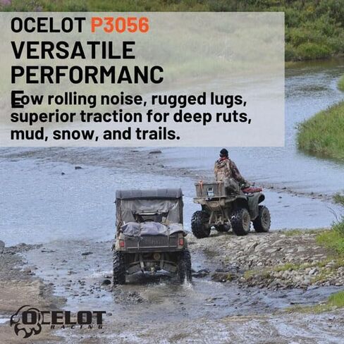 Ocelot P3056 All Terrain ATV/UTV 25x10-8 Tire, 6-Ply, 10mm Tread Depth, Smooth Ride and Low Rolling Noise, Rugged Lugs, Superior Traction for Deep Ruts, Tubeless, Ideal for Mud, Snow and Trail in Kuwait