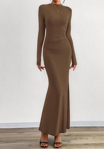 BTFBM Women Bodycon Maxi Dress Fall 2025 Long Sleeve Ruched Elegant Party Cocktail Formal Wedding Guest Dresses in Saudi Arabia