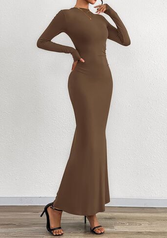 BTFBM Women Bodycon Maxi Dress Fall 2025 Long Sleeve Ruched Elegant Party Cocktail Formal Wedding Guest Dresses in Saudi Arabia