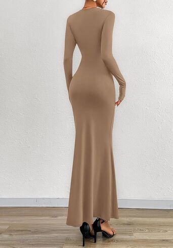 BTFBM Women Bodycon Maxi Dress Fall 2025 Long Sleeve Ruched Elegant Party Cocktail Formal Wedding Guest Dresses in Kuwait