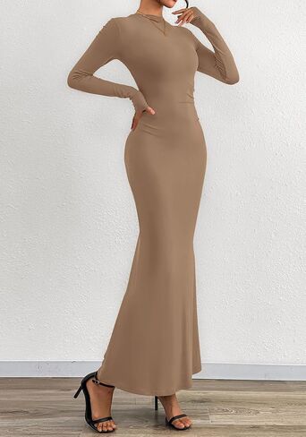 BTFBM Women Bodycon Maxi Dress Fall 2025 Long Sleeve Ruched Elegant Party Cocktail Formal Wedding Guest Dresses in Kuwait