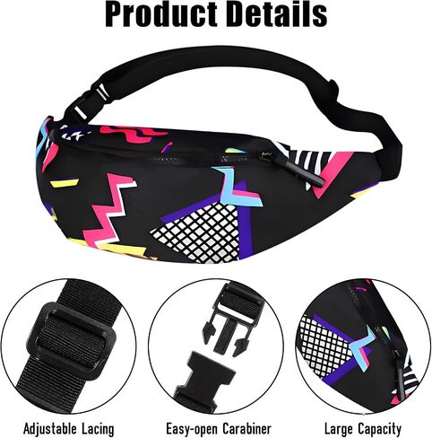 3 Pcs 80s 90s Fanny Pack Outfits Sun Visor Hat Fashion Adjustable Waist Bag Headband for Men Women Novelty Accessories in Saudi Arabia