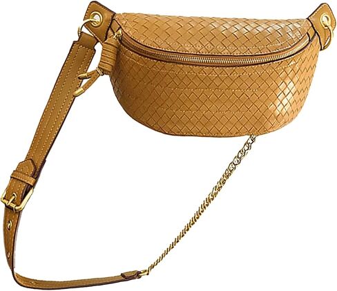 Woven Bum Bag Stylish Sling Purse with Adjustable PU Leather Belt Fanny Waist Pack Chest Shoulder Bag Retro Crossbody Bum Bags for Women Casual Daily Use(Black) in Saudi Arabia