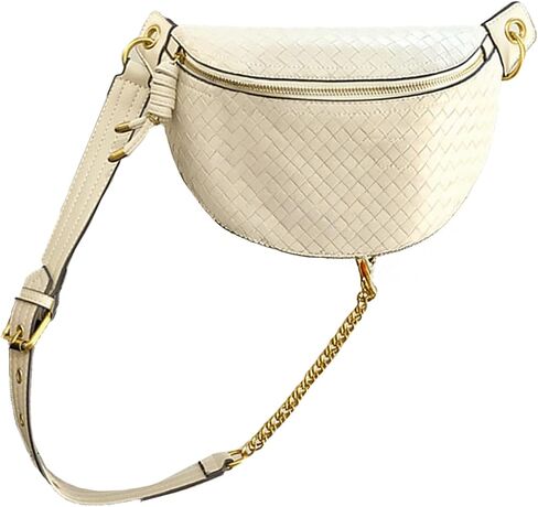 Woven Bum Bag Stylish Sling Purse with Adjustable PU Leather Belt Fanny Waist Pack Chest Shoulder Bag Retro Crossbody Bum Bags for Women Casual Daily Use(Black) in Saudi Arabia