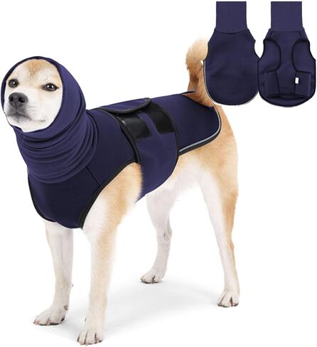 Dog Calming Hoodie Vest, Breathable Anxiety Jacket with Head Cover for Anxiety Relief and Ear Protection, Adjustable Harness with Soft Hoodie for Dogs (Green, Large) in Kuwait