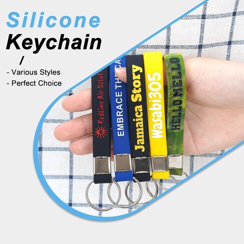 Desent Custom Keychains Bulk Personalized Silicone Keychains Customized Text Wristbands Key Ring for Events, Awareness in Saudi Arabia