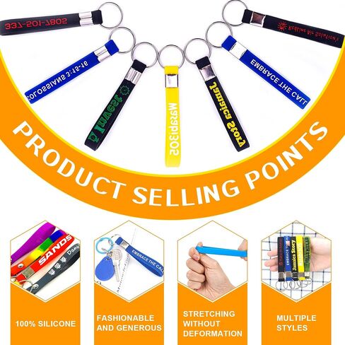 Desent Custom Keychains Bulk Personalized Silicone Keychains Customized Text Wristbands Key Ring for Events, Awareness in Saudi Arabia