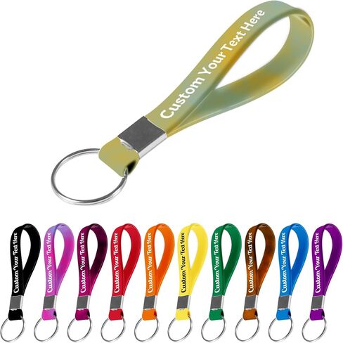 Desent Custom Keychains Bulk Personalized Silicone Keychains Customized Text Wristbands Key Ring for Events, Awareness in Saudi Arabia