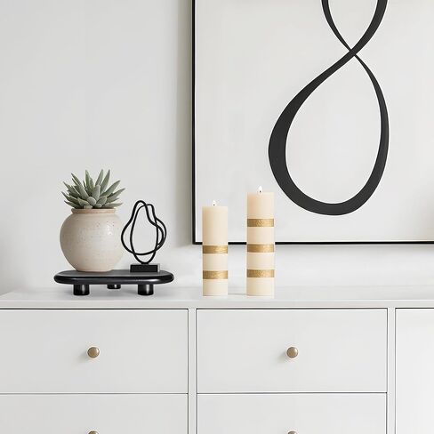 Sopicoz Wood Display Riser, Decorative Display Stand for Candles Plants Bottles Vases Soap Dispenser, 9 inch Wooden Tray Pedestal Stand for Kitchen Bathroom Countertop Decoration (White, 9 inch) in Kuwait
