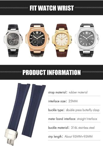 Rubber Silicone Watch Band for Patek Philippe PP 5711 5712G Nautilus Wristband 25mm Black Blue Brown Watchband Sports Strap Men in Saudi Arabia
