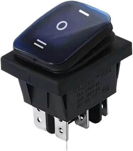 2pcs KCD4 16A 250VAC 30x22mm Waterproof Rocker Push Switch IP65 6pin DPDT ON Off ON 12V 220V with Light(Blue,2PCS_12V) in Saudi Arabia