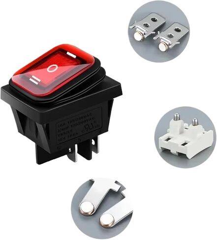 2pcs KCD4 16A 250VAC 30x22mm Waterproof Rocker Push Switch IP65 6pin DPDT ON Off ON 12V 220V with Light(Blue,2PCS_12V) in Saudi Arabia