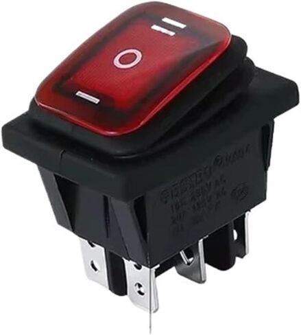 2pcs KCD4 16A 250VAC 30x22mm Waterproof Rocker Push Switch IP65 6pin DPDT ON Off ON 12V 220V with Light(Blue,2PCS_12V) in Saudi Arabia