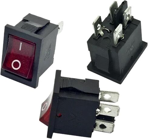 5pcs/lot KCD1-104 البلاستيك LED Rocker Switch 6A 250VAC 4 PIN على OFF 12V 220V LAMP RED RED SWITCH BLACK WATCHING SWITCH (5PCS RED LAMP ، ON-OFF_220V) in Saudi Arabia