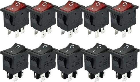 5pcs/lot KCD1-104 البلاستيك LED Rocker Switch 6A 250VAC 4 PIN على OFF 12V 220V LAMP RED RED SWITCH BLACK WATCHING SWITCH (5PCS RED LAMP ، ON-OFF_220V) in Saudi Arabia