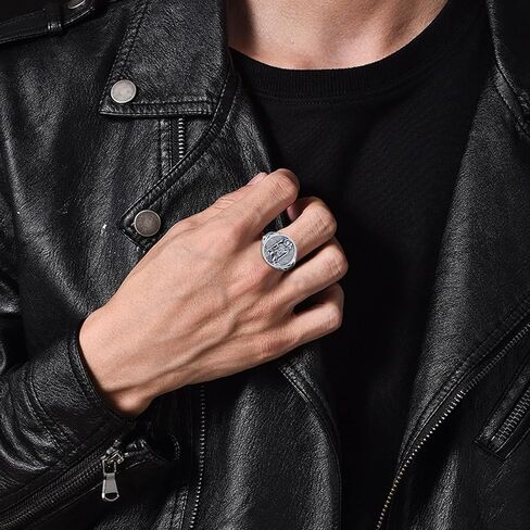 Kiikii Patron Saint Ring 925 Sterling Silver St Archangel Michael Christopher Ring Defict Protection Gifts for Men Women in Kuwait