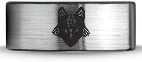 Hunter Fenrir Viking Nordic Celtic Tribal Wolf Ring - Tungsten Band 8mm - Men - Women - 18K Rose Gold Step Edge - أصفر - رمادي - أزرق - أسود - مصقول - زفاف - هدية قبة مسطحة قطع in Saudi Arabia