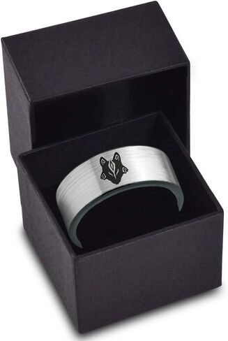 Hunter Fenrir Viking Nordic Celtic Tribal Wolf Ring - Tungsten Band 8mm - Men - Women - 18K Rose Gold Step Edge - أصفر - رمادي - أزرق - أسود - مصقول - زفاف - هدية قبة مسطحة قطع in Saudi Arabia