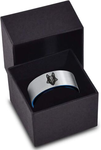 Hunter Fenrir Viking Nordic Celtic Tribal Wolf Ring - Tungsten Band 8mm - Men - Women - 18K Rose Gold Step Edge - أصفر - رمادي - أزرق - أسود - مصقول - زفاف - هدية قبة مسطحة قطع in Saudi Arabia