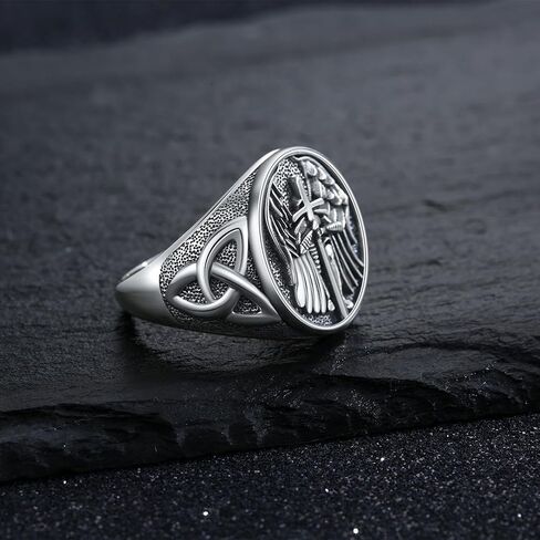 KiiKii Patron Saint Ring 925 Sterling Silver St Archangel Michael Christopher Ring Religious Protection Jewelry Gifts for Men Women in Saudi Arabia