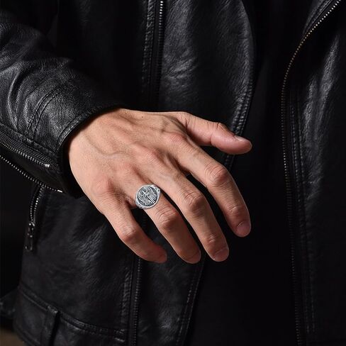 KiiKii Patron Saint Ring 925 Sterling Silver St Archangel Michael Christopher Ring Religious Protection Jewelry Gifts for Men Women in Saudi Arabia