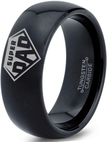 خاتم رمز Superhero Super Dad - فرقة Tungsten 8mm - الرجال - نساء - 18K Rose Gold Step Bevel Edge - أصفر - رمادي - أزرق - أسود - مصقول - حفل زفاف - هدية قبة شقة in Kuwait