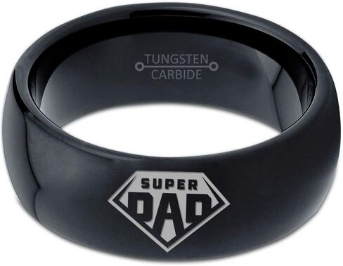 خاتم رمز Superhero Super Dad - فرقة Tungsten 8mm - الرجال - نساء - 18K Rose Gold Step Bevel Edge - أصفر - رمادي - أزرق - أسود - مصقول - حفل زفاف - هدية قبة شقة in Kuwait