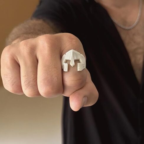 Hand-Carved Antler Horn Rings - Kraken, Octopus, Skull, Ram, Biker, Vegvisir, Sparta and Compass/Handcrafted Norse Viking, Pirate, Spartan Warrior Mask Ring for Men/Authentic Mens Jewelry in Saudi Arabia