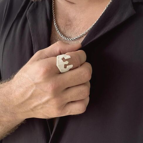 Hand-Carved Antler Horn Rings - Kraken, Octopus, Skull, Ram, Biker, Vegvisir, Sparta and Compass/Handcrafted Norse Viking, Pirate, Spartan Warrior Mask Ring for Men/Authentic Mens Jewelry in Saudi Arabia