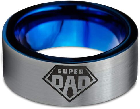 خاتم رمز Superhero Super Dad - فرقة Tungsten 8mm - الرجال - نساء - 18K Rose Gold Step Bevel Edge - أصفر - رمادي - أزرق - أسود - مصقول - حفل زفاف - هدية قبة شقة in Kuwait